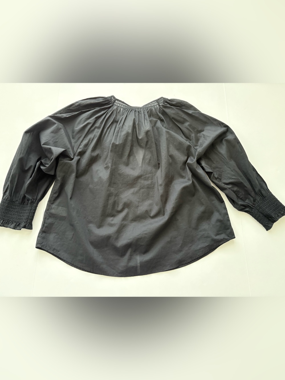 Rails Mariah Blouse True Black Cotton Smocked Peasant Top L NWT - Picture 8 of 14